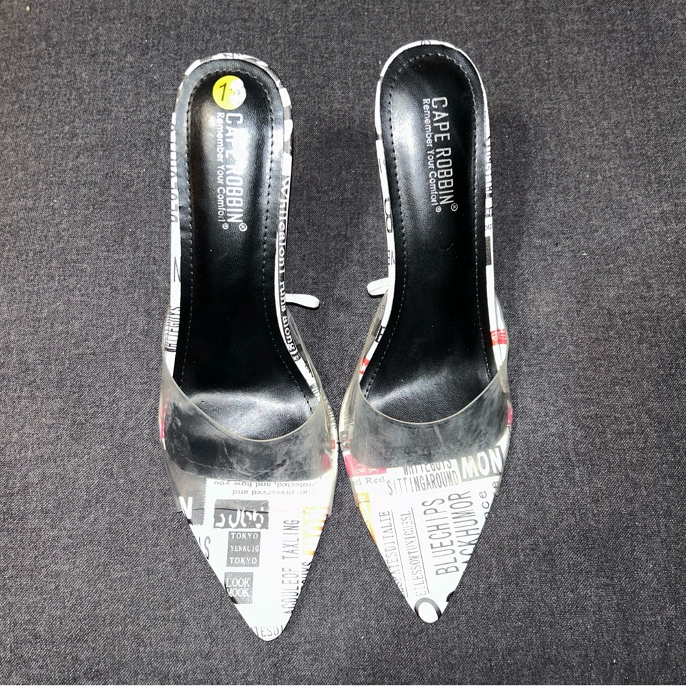 Cape Robbin News Print 4.5” Heels Size 11